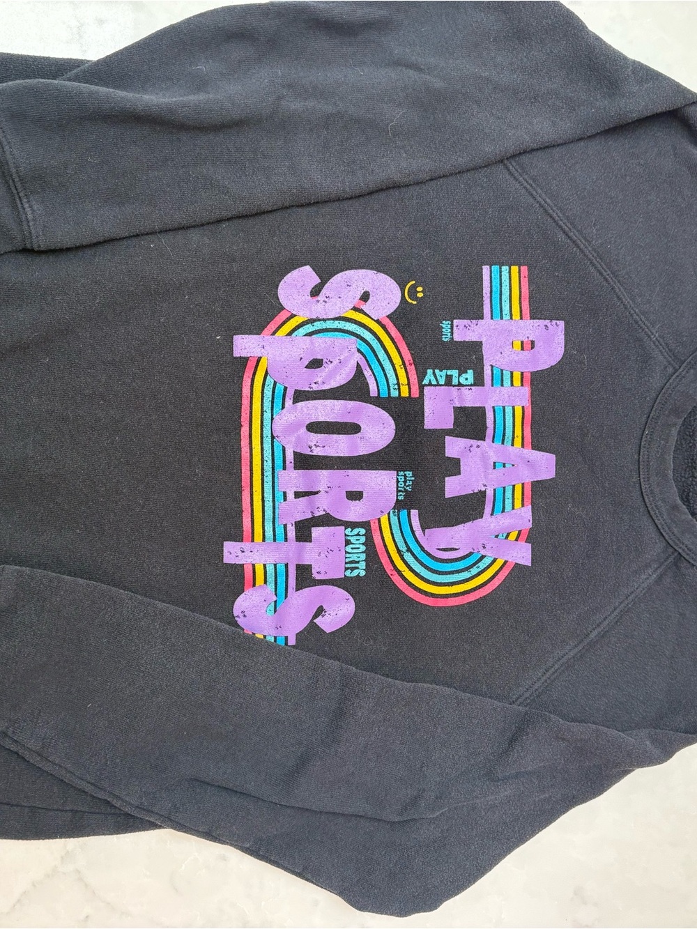 Sugarfoot - Black Sweatshirt with Colorful 'Play Sports' Graphic